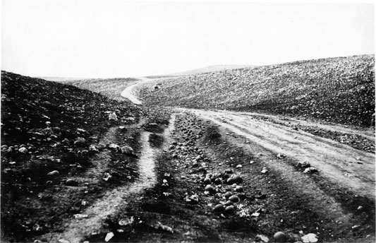 â€œThe Valley of the Shadow of Deathâ€, showing the canonballs OFF the road.