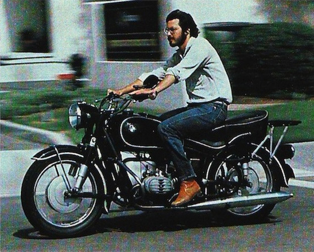 Steve Jobs riding a 1966 R60/2 BMW Motorocycle in 1982
