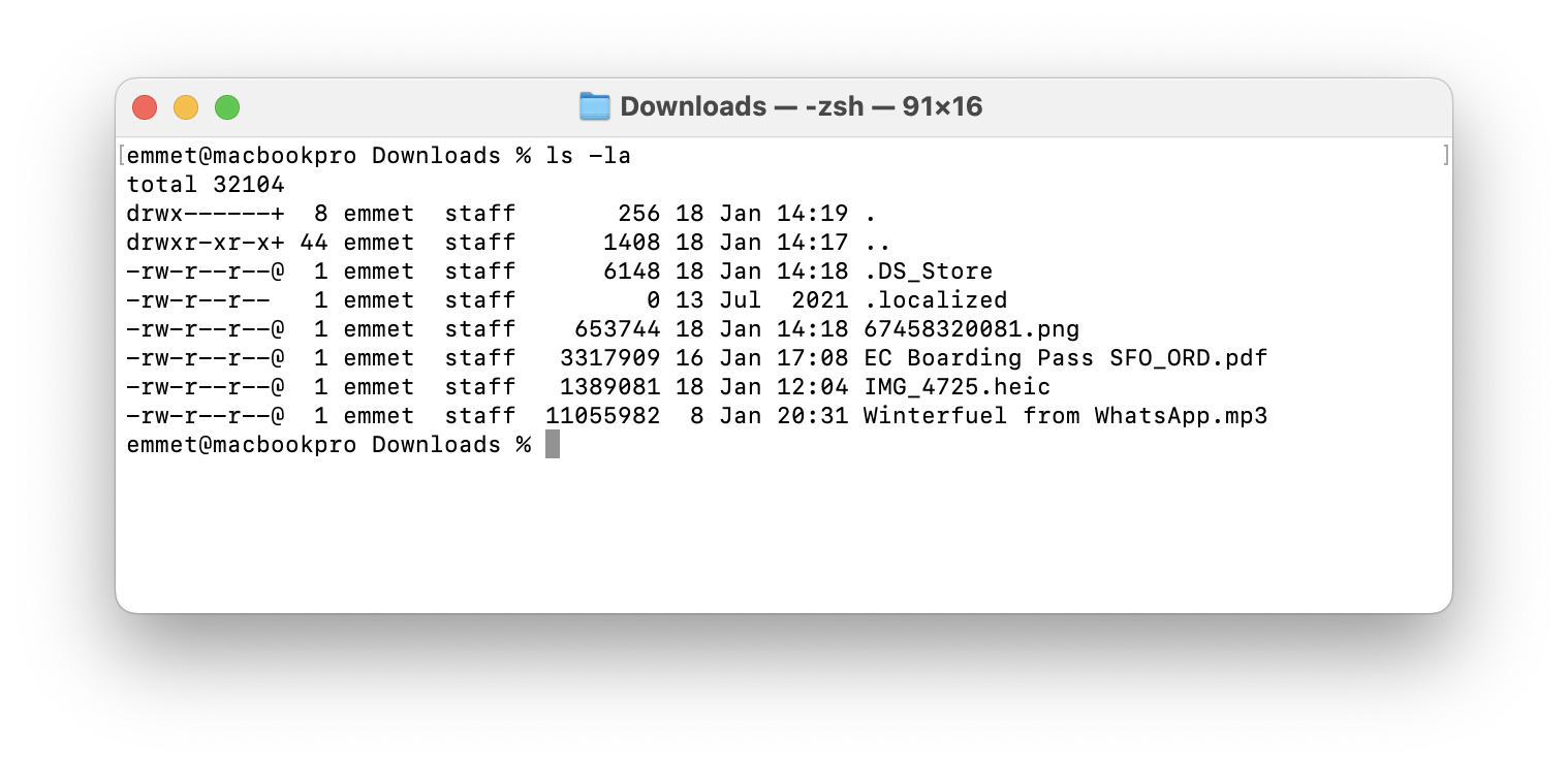 Unix command: lsla